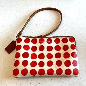 Coach Orange Dot Wristlet with Side Pocket and inner slots